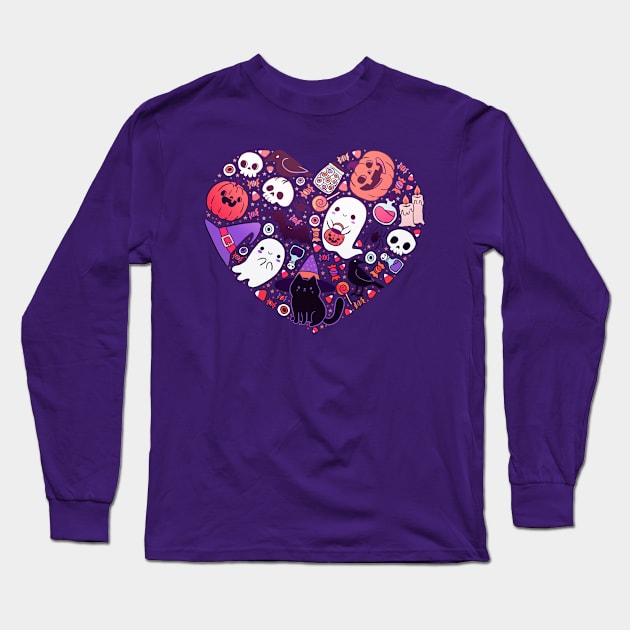 Cute heart halloween Long Sleeve T-Shirt by Yarafantasyart